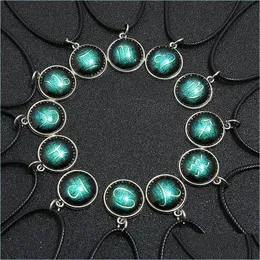 Подвесные ожерелья New Fashion 12 созвездие подвесное ожерелье дизайн Zodiac Знак Гороскопа для женщин мужчины Gla dhseller2010 dhlck