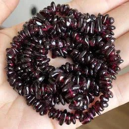 Pärlor 5-8 mm oregelbunden form freeform chip natursten mörkröd granat för smycken gör diy armband halsband 33''strands