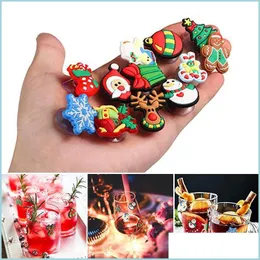 Party Decoration Christmas Tree Snowman Wine Charms Sile Magnetic Sticker Glass Cup Snowflakes Santa Xmas Decorati Nerdsropebags500Mg Dhnzh