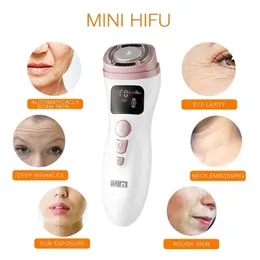 Ansiktsvårdsenheter Mini HIFU Machine Ultrasonic RF EMS Lyftande hud åtdragningsenhet Chin Neck Eye Anti Wrinkle Massager Home Use 220921