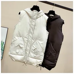 Coletes femininos feminino tileewon colete de algodão fêmea 2022 Autumn Winter Fashion Fashion Casual Down Jacket espessado