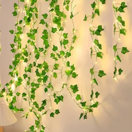 Strings 10m kunstmatige klimop blad nep planten vine string licht batterij bediende esdoorn slinger fee