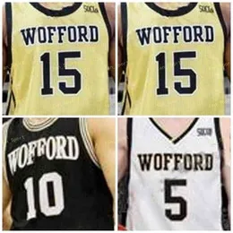 SJ NCAA COLLEGE WOFFORD TERRIERESバスケットボールジャージー5ストームマーフィー10ネイサンフーバー11ライアンラーソン12アレックスマイケルカスタムステッチ