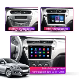Player de v￭deo de carro para Peugeot 301 Auto Radio GPS Navigation Global GRABE 1 GB RAM 16G ROM 9 polegadas Android