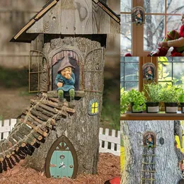 Gartendekorationen Elf aus der Tür Baum Hugger-Garten Ornament Dekor Outdoor Yard Figur Neuheit Kunst-Baum Skulptur Decora P3t1