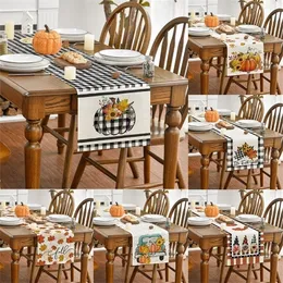 Christmas Decorations Pumpkin Print Table Runner HalloweenThanksgiving cloth 33cmx180cm Farmhouse Kitchen Dining Room Decor 220921