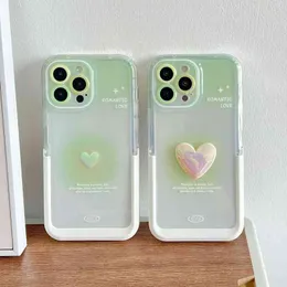 Połączenia telefonów komórkowych Gradient Love 3D Heart Stand Holder Capa na iPhone 11 12 Pro Max 13 14 Promax Para Ins Jane Telefen Case Fundas T220921