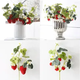 Party Decoration French Frambuesa Artificial Fake Strawberry Fruit Plant Flower 28cm Branch Bouquet Wedding Home Decor