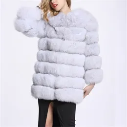 Damenfell Faux Zadorin Winter Luxus Langer Nerzmantel warme Mantel Flauschige Jacke Bontjas Abrigo Piel Mujer 220922