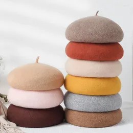 Berets MAXSITI U 2022 Autumn Winter Upgraded Thickened Wool Caps For Women Vintage Solid Artistic Temperament Painter Hat