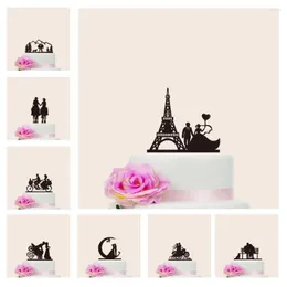 Party Supplies Mixed Funny Style Wedding Cake Topper Bride Groom MR Mrs Black Acrylic Decorating Adult Favors