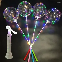 Party Decoration 10set LED Bobo Balloon With Stick String 20 Inch Transparent Balloons Rod For Wedding Christmas Birthday Glowing