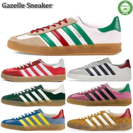 Samba Xad Gazelle Sneaker Mens أحذية عارضة باللون الوردي الأزرق الأخضر الأحمر المخمل الأبيض من جلد الغزال الأزرق الحرير البيج الأبنوس مصمم الرجال الرجال