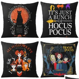 Caso de travesseiro Halloween Throw er Hocus Pocus Sisters Witches 18 x polegadas Decorações de casas Coscão para sofá Sofá Conjunto de Ot0oz