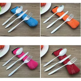 Flatvaruuppsättningar 50set Portable Mini Tabelleriset Set Outdoor Tool Folding Cutlery With Spoon Fork Knives For Picnic rostfritt stål Talheres
