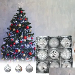 パーティーデコレーション6cm/9pcsウィンドウクリスマスツリーカラーフボールハンギーボールペンダント装飾グリッターホームペンダントパティドロップデリブMxhome dhkwg