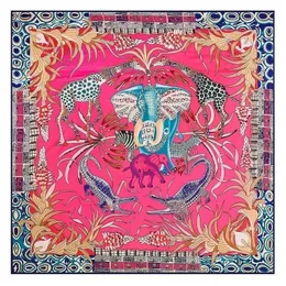 ポービングラグジュアリーブランド100％Twill Silk Scarf Multolor Horse Design Print Kerchief Woman Neck Shawl Laps Echarpe 220922