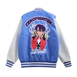 Męskie kurtki męskie moda kurtka uniwerek anime dziewczyna haft haftowy kolor kolorowy płaszcz baseballowy 2022 Zimowe streetwear bomber kobiety