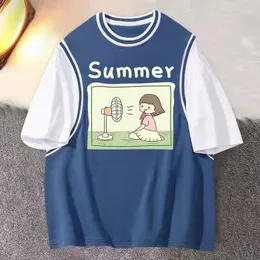 Koszulki damskie letnie bawełniane koszulki 2022 harajuku anime kawaii dziewczyna urocza i śmieszna druk luźna mody mody wybuchowa