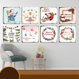 Metal Painting Fashion retro Christmas American tin painting murals living room background wall nostalgic decorative painting frameless paintings Home