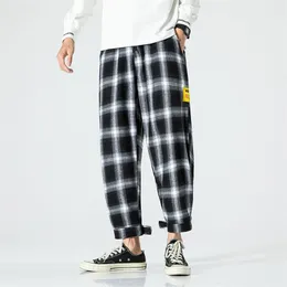 Męskie spodnie Męskie Joggers Plaid Pants Czarna moda mężczyźni Summer Jogging Spants Casual Streetwear Lose Spoder S5XL 220922