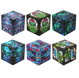 Plastic cube Tobacco grinder six sided color printing 60mm Herb grinders smoking accessories