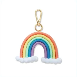 Key Rings Weaving Rainbow Keychains For Women Boho Handmade Key Holder Keyring Rame Bag Charm Car Hanging Jewelry Gifts Dhseller2010 Dh56N