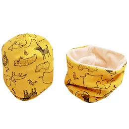 Scarves Wraps Hats Scarves Gloves Sets Fashion Baby Cap Set Cartoon Owl Stars Head Cover Spring Warm Neck Collar Kids Beanies Cotton Children Scarf