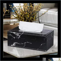 Vävnadslådor servetter Rectangar Modern Marble Rec Faux Leather Box Servit Toalettpappershållare Fall Dispenser Home Decorati BDESPORTS DHHOA