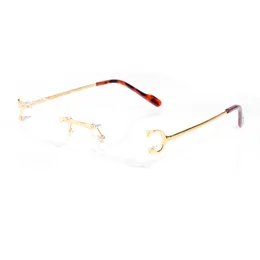 여성용 디자이너 선글라스 하프 프레임 시트 스프링 사원 유럽과 미국 광장 여성 골드 클리어 렌즈 남성 Carti Sun glasses Sunshade Eyeglasses Lunettes