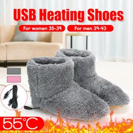Electrically Heated Shoes Winter USB Heater Foot Plush Warm Slippers Feet Washable Warming Pad Heating Insoles 220922