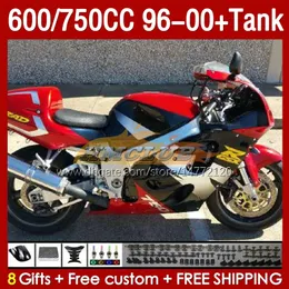 Fairings Tank for Suzuki Srad GSXR 600 750 CC 600cc 750cc 96-00 Body 156NO.71 GSXR750 GSXR-600 GSXR600 96 97 98 99 00 GSX-R750 1996 1997 1998 1999 2000 Fairing Red Factory Blk