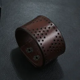 Triangel ihålig hål läder armband manschettknapp justerbar armband armband för män kvinnor mode smycken