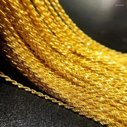سلاسل Miqiao REAL 18K الذهب الملتوية قلادة نقية الحبل الصلبة AU750 للنساء المجوهرات الراقية NE002