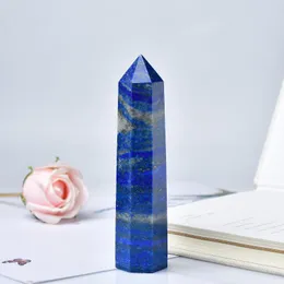 Dekoracyjne figurki 110-130 mm naturalny punkt kryształowy lapis lazuli leczenie kamień obelisk kwarcowy ornament do wystroju domu piramida energetyczna