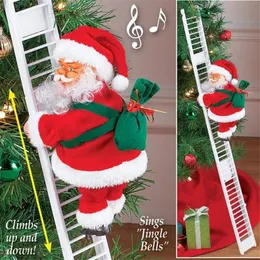 Decorações de Natal elétricas Papai Noel Claus escalada Doll Plush Doll Música criativa Decoração de Natal Gifra Presente de Aniversário 220922