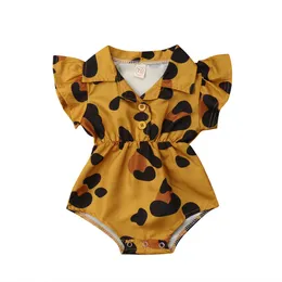Rompers Wholesale Summer Beautiful Baby Girl Romper Leopard Heart Print Short Sleeve Jumpsuit Cotton Outfit Sunsuit Clothing J220922