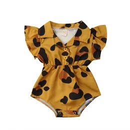 Strampler Großhandel Sommer Schöne Baby Mädchen Strampler Leopard Herz Druck Kurzarm Overall Baumwolle Outfit Sunsuit Kleidung J220922