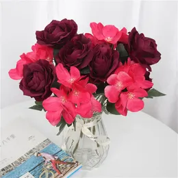 Decorative Flowers 1 Pcs Artificial Chinese Rose Bouquet Fake Flower Party Wedding Decoration Livingroom Office Home Accessories