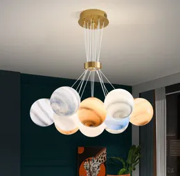 Nordic planet moon chandelier Lamps designer creative dining room bedroom lamp bubble ball net red ins living