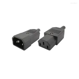 Belysningstillbehör Black IEC 320 C14 3 Pin AC 250V 10A Nylonisoleringskontakt Male Plug till C13 Kvinnlig Jack Socket Power Adapter