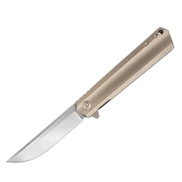 R8317 Flipper Couteau Pliant D2 Stone Wash Drop Point Lame CNC TC4 Poignée en Alliage de Titane Roulement à Billes EDC Couteaux de Poche avec Sac en Nylon