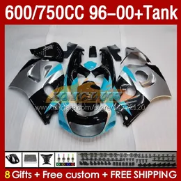 Fairings & Tank For SUZUKI cyan silvery SRAD GSXR 600 750 CC GSXR600 96 97 98 99 00 Body 156No.27 GSXR750 600CC GSXR-600 1996 1997 1998 1999 2000 GSX-R750 750CC 96-00 Fairing