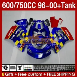 Fairings Tank f￶r Suzuki Srad GSXR 600 750 CC GSXR600 96 97 98 99 00 BODY 156NO.23 GSXR750 600CC GSXR-600 1996 1997 1998 1999 2000 GSX-R750 750cc 96-00 Fairing Yellow Blue
