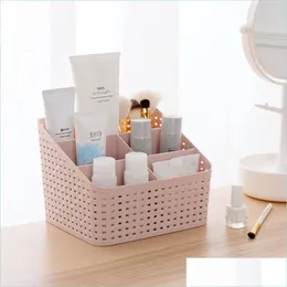 Bathroom Storage Organization Plastic Cosmetic Box Desk Remote Control Makeup Case Brush Lipstick Holder Office Organizer Drop Deliv Dhy46