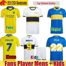 22 23 Boca Juniors Soccer Jerseys Villa 2022 2023 Фанаты версия игрока Maradona Camiseta Zeballos Benedetto Oscar Langoni Vazquez Новая футбольная рубашка мужская детская