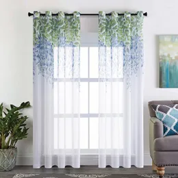 Curtain Colorful Wisteria Flower Tulle Sheer Curtains For Bedroom Living Room Kitchen Window Drape Elegant Voile Blinds Panel