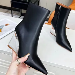 唯一のメーカーの女性ポアットブーツトーメタルシンハイヘルアンケルブーティーサイドジッパーファッションBlaclk Red Boot