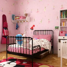 Sfondi personalizzati per cameretta dei bambini, tessuto da parete per ragazze, tessuto di rivestimento senza cuciture per camera da letto principessa rosa danzante