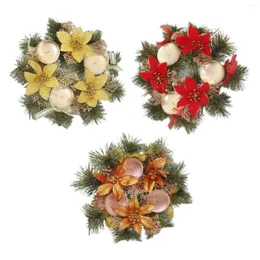 Decorative Flowers 1pc Christmas Wreath Home Decorations Tree Door Candle Holder Tea Lights Decoration Diy Floral Wedding Party
